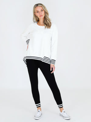 Striped Rib Sweater White