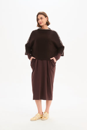 Contrast Stitch Knit Chocolate
