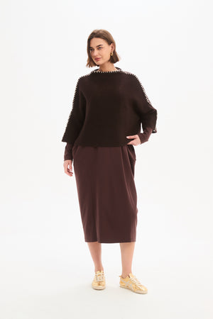 Contrast Stitch Knit Chocolate