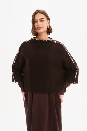 Contrast Stitch Knit Chocolate