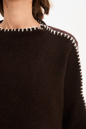 Contrast Stitch Knit Chocolate