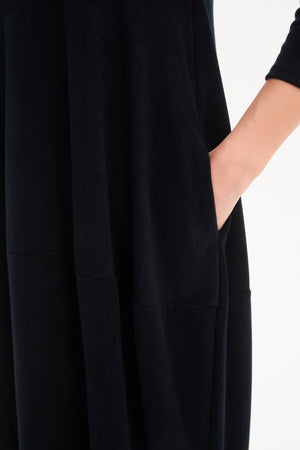 Diagonal Seam Knit Dress Navy