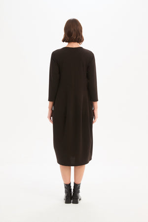 Diagonal Seam Knit Dress Chocolate