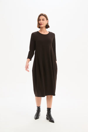 Diagonal Seam Knit Dress Chocolate