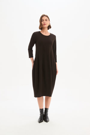Diagonal Seam Knit Dress Chocolate