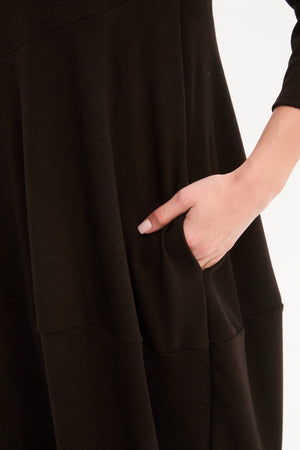 Diagonal Seam Knit Dress Chocolate