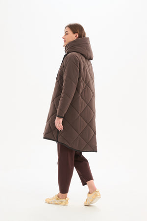 Zip Hem Swing Coat Chocolate