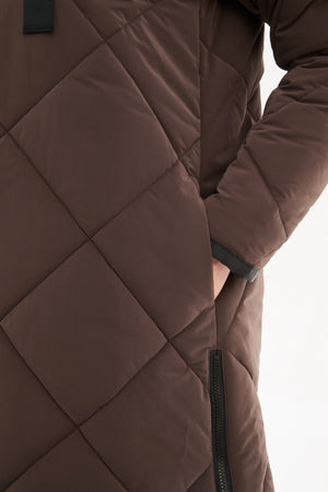 Zip Hem Swing Coat Chocolate