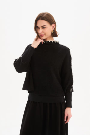 Contrast Stitch Knit Black