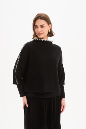 Contrast Stitch Knit Black