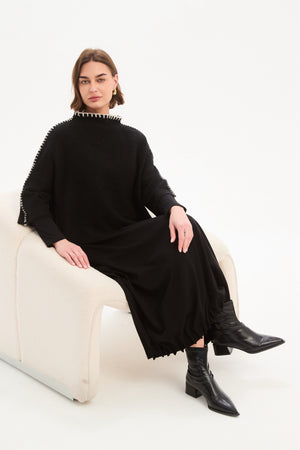 Contrast Stitch Knit Black