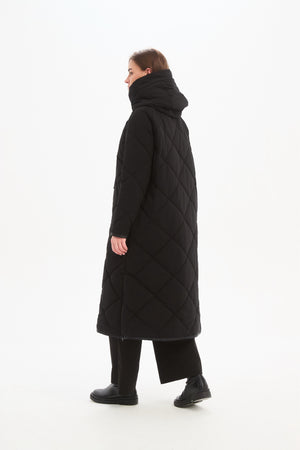 Longline Zip Hem Coat Black