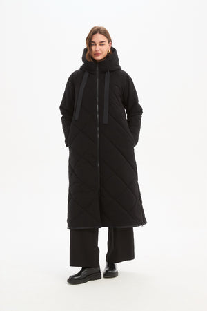 Longline Zip Hem Coat Black