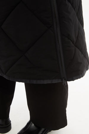 Longline Zip Hem Coat Black