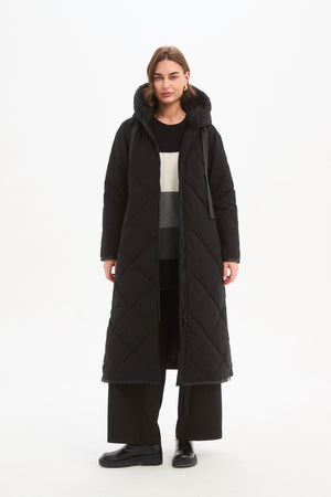 Longline Zip Hem Coat Black