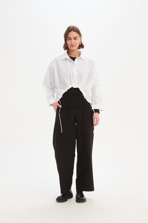 Wide Crop Poplin Overshirt White