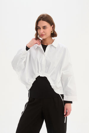 Wide Crop Poplin Overshirt White