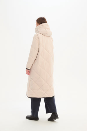 Longline Zip Hem Coat Cream