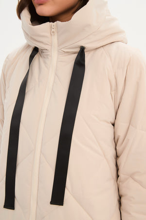 Longline Zip Hem Coat Cream