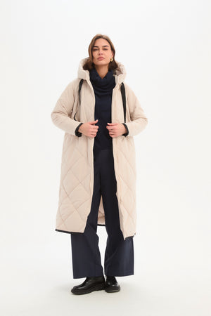 Longline Zip Hem Coat Cream