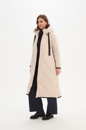Longline Zip Hem Coat Cream