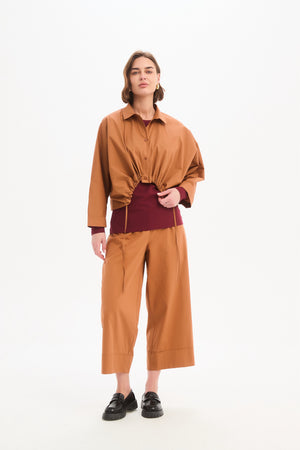 Wide Crop Poplin Overshirt Amberstone