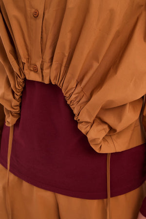 Wide Crop Poplin Overshirt Amberstone