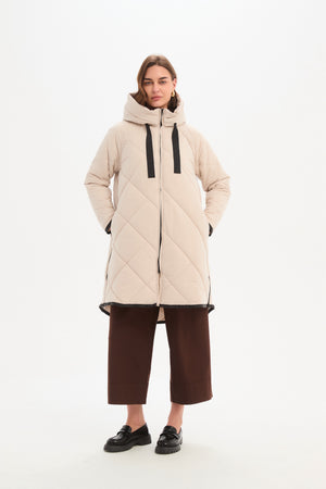 Zip Hem Swing Coat Cream