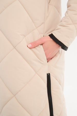 Zip Hem Swing Coat Cream