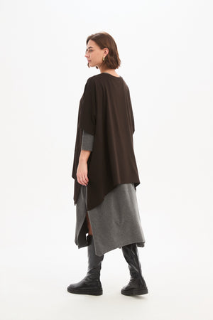 Split Hem Knit Top Chocolate