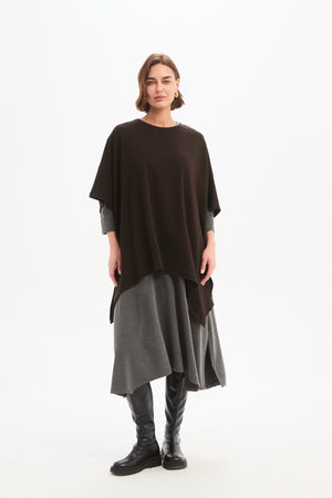 Split Hem Knit Top Chocolate