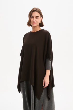 Split Hem Knit Top Chocolate