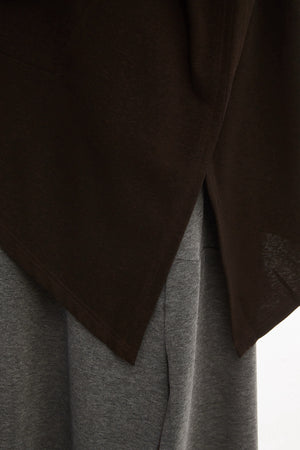 Split Hem Knit Top Chocolate