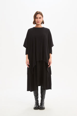 Split Hem Knit Top Black