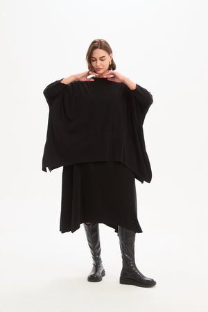 Split Hem Knit Top Black