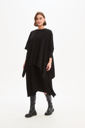 Split Hem Knit Top Black