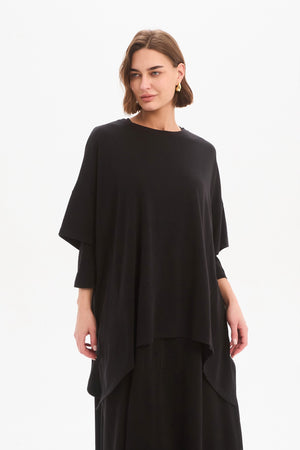 Split Hem Knit Top Black