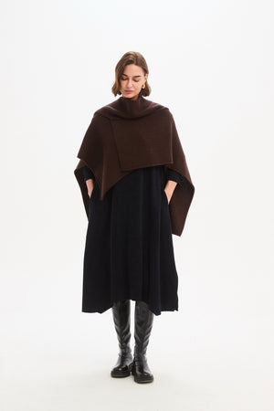 Asymmetric Wrap Knit Chocolate
