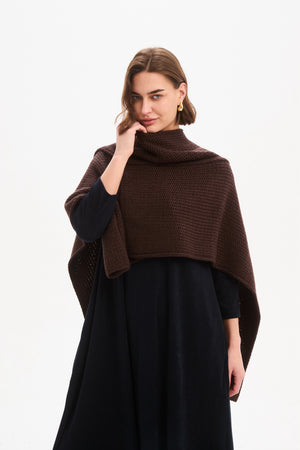 Asymmetric Wrap Knit Chocolate