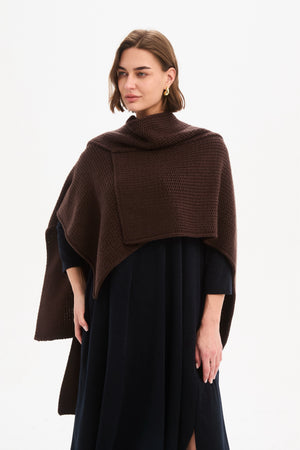 Asymmetric Wrap Knit Chocolate