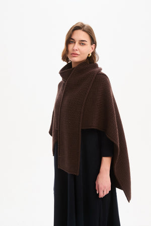 Asymmetric Wrap Knit Chocolate