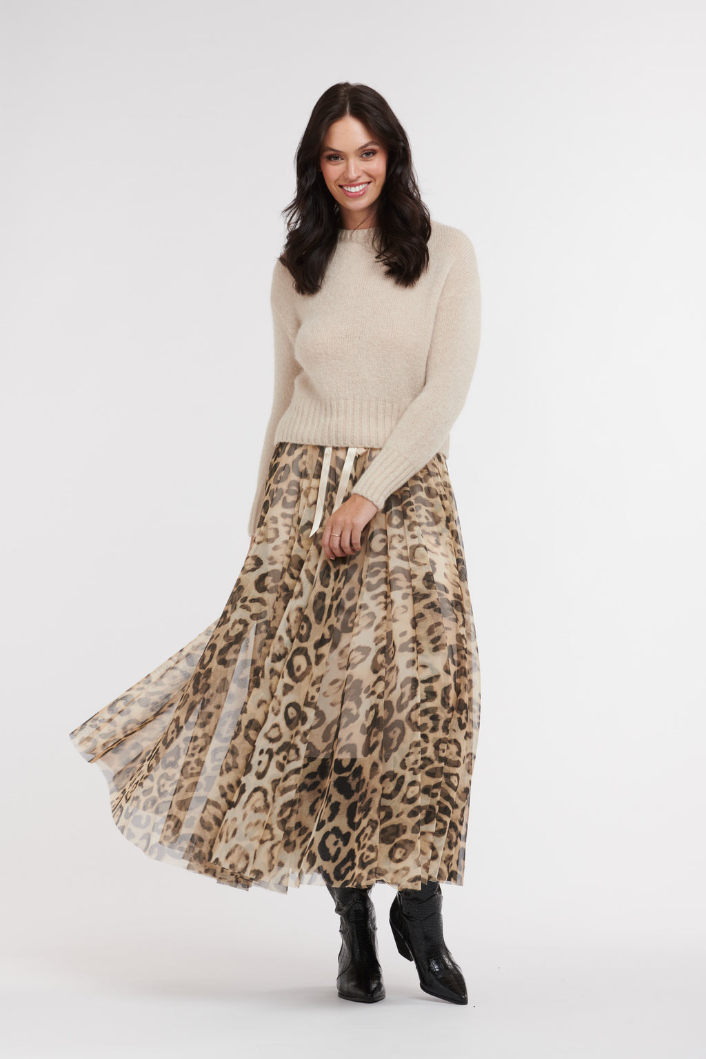 Savanna Mesh Skirt Biege Leopard