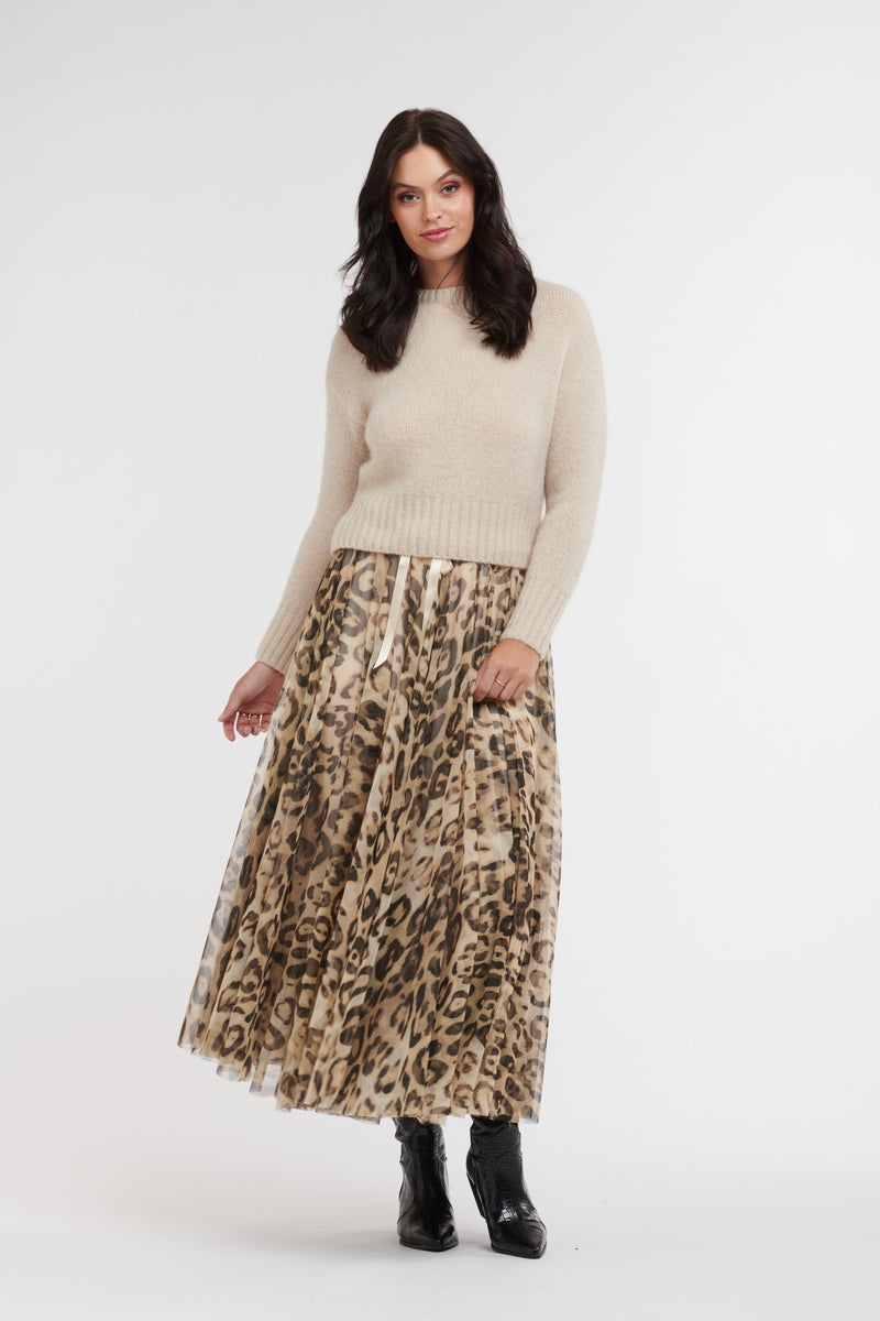 Savanna Mesh Skirt Biege Leopard