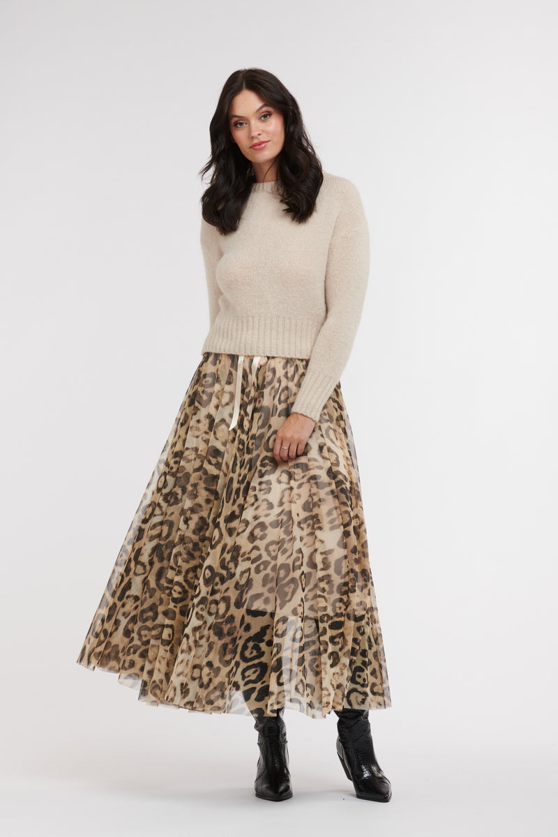 Savanna Mesh Skirt Biege Leopard