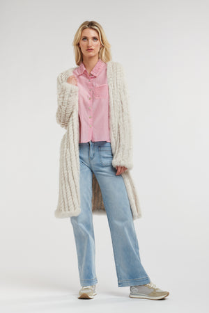 Long Fur Coat Chalk