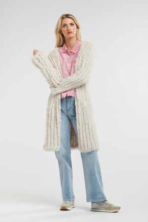 Long Fur Coat Chalk