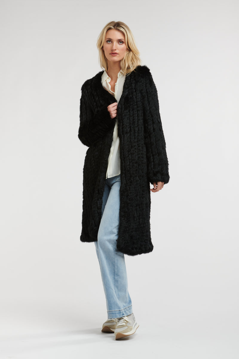 Long Fur Coat Black