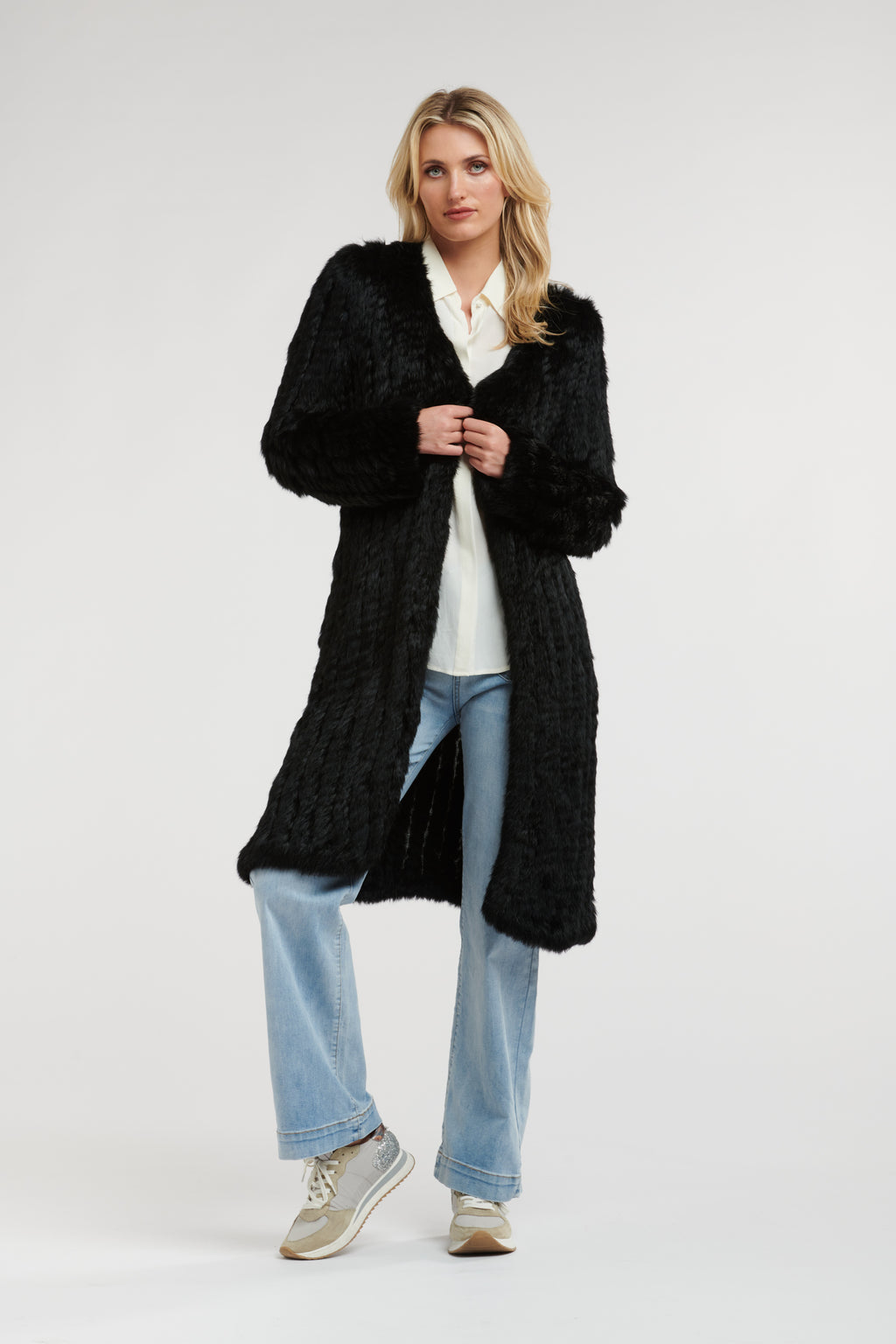 Long Fur Coat Black