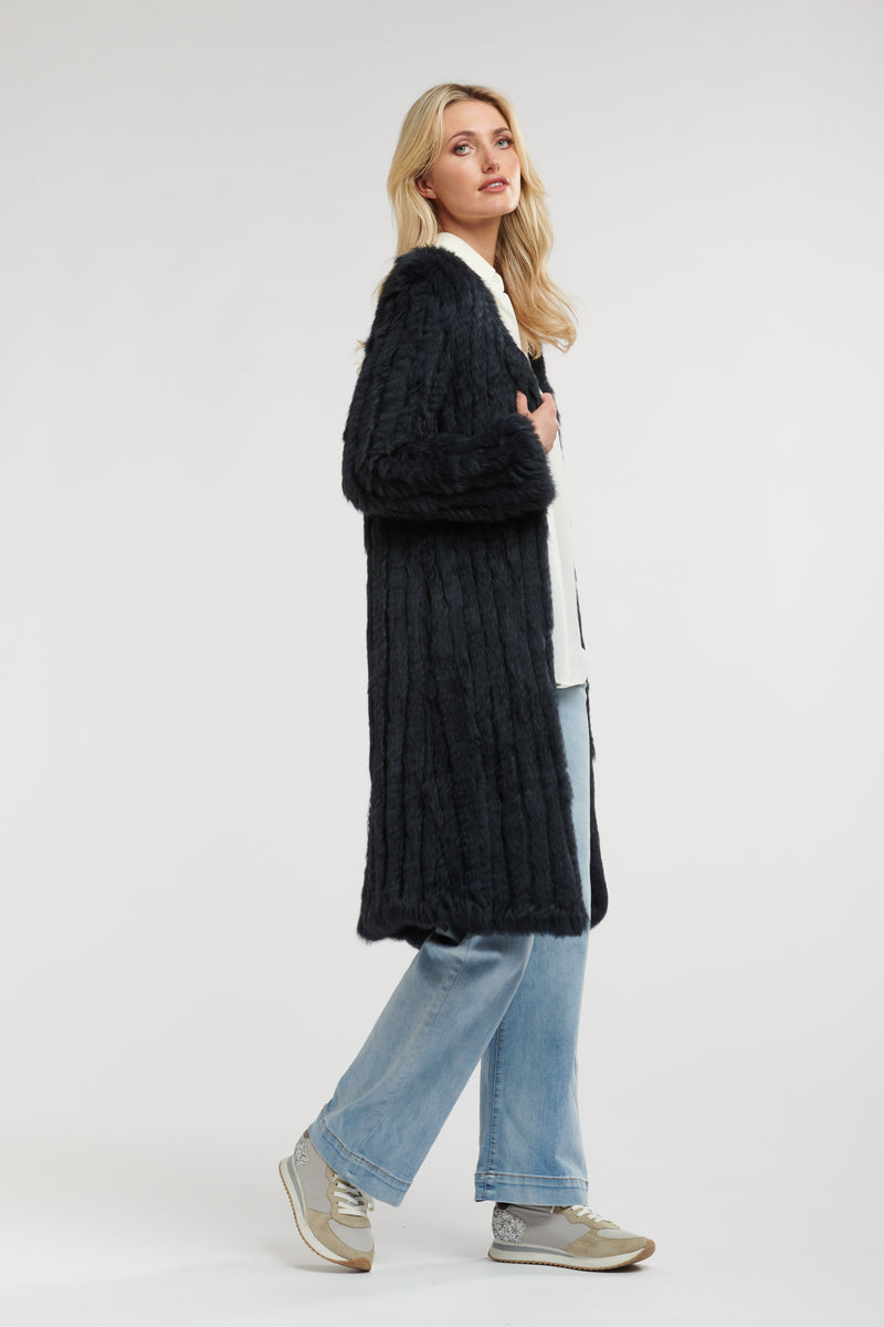 Long Fur Coat Black