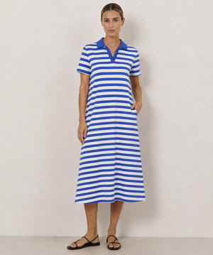 Polo Dress Stripe Marine/White